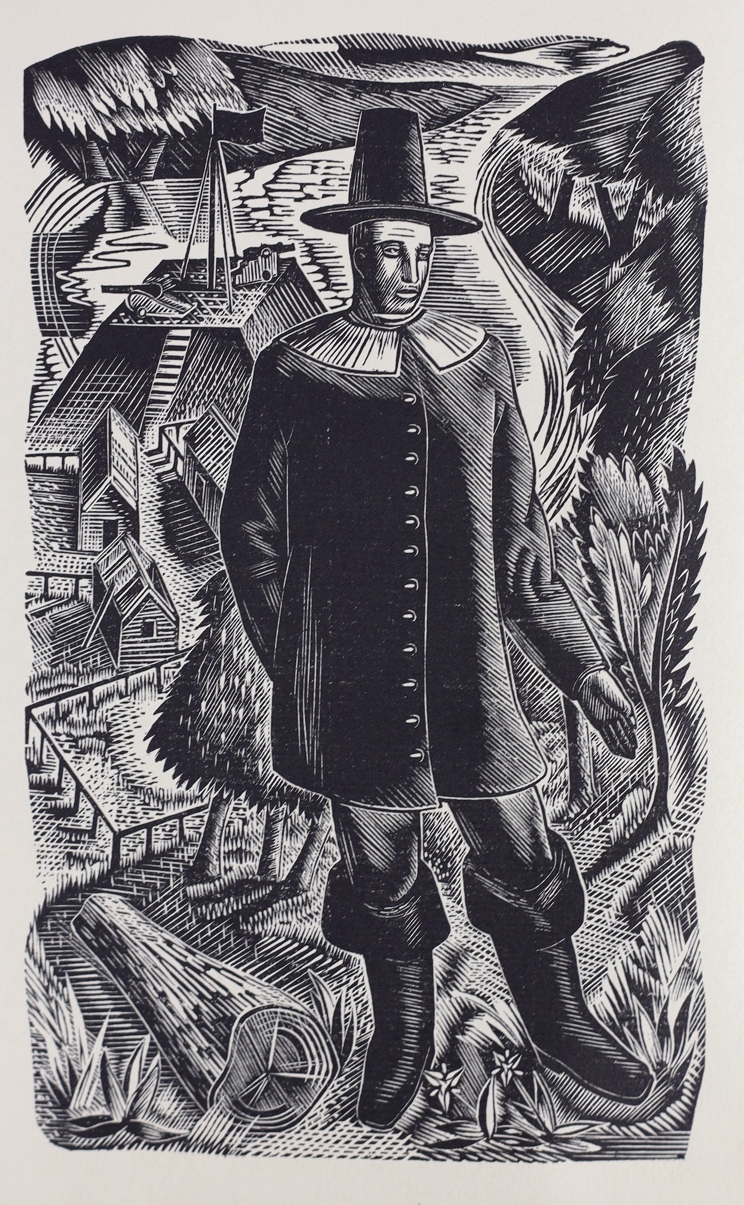 Golden Cockerel Press - Waltham Saint Lawrence, Berkshire - The Pilgrim Fathers, one of 300, edited by Theodore Bestermam, illustrated with 8 engravings by Geoffrey Wales, 1939